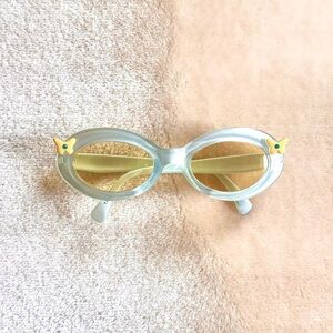 Vintage Y2K Frost Blue Sunglasses with Yellow Lens